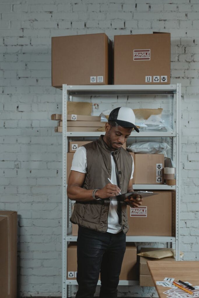 Man in Parcel Storage Room